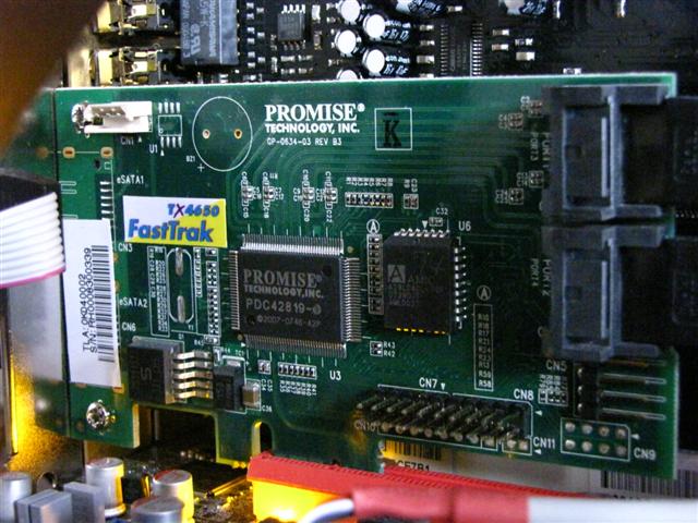 This is a Promise TX4650 SATA/SAS RAID card.